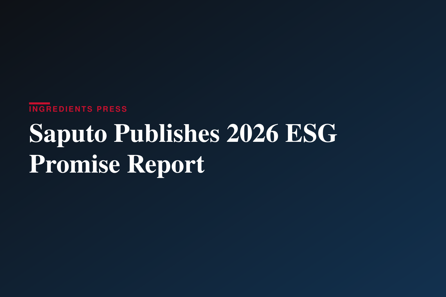 Saputo Issues its 2026 Promise Report